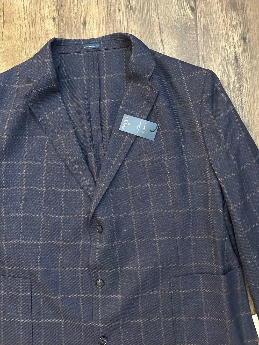 Stafford 60% Wool 40% Cotton Classic Fit Sport Coat Blazer Men’s 52 R Navy